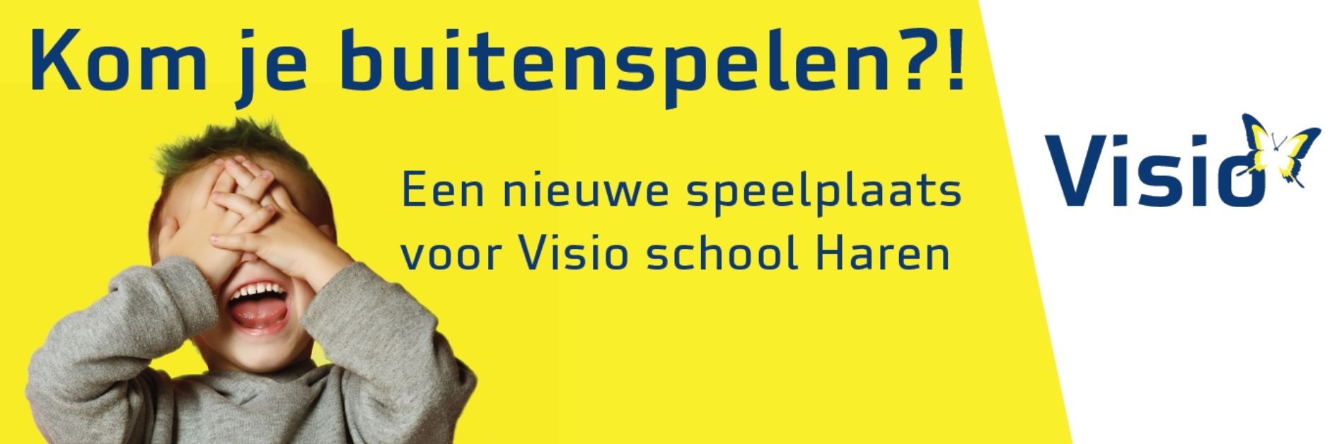 Banner buitenspelen bij Visio-school Haren