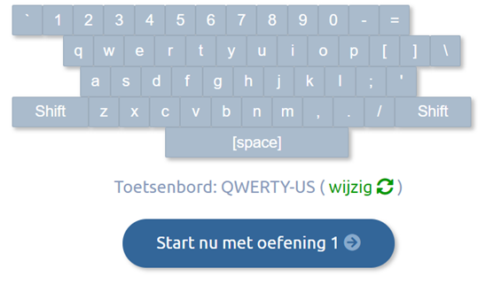 Deel van het startscherm van
typelesonline