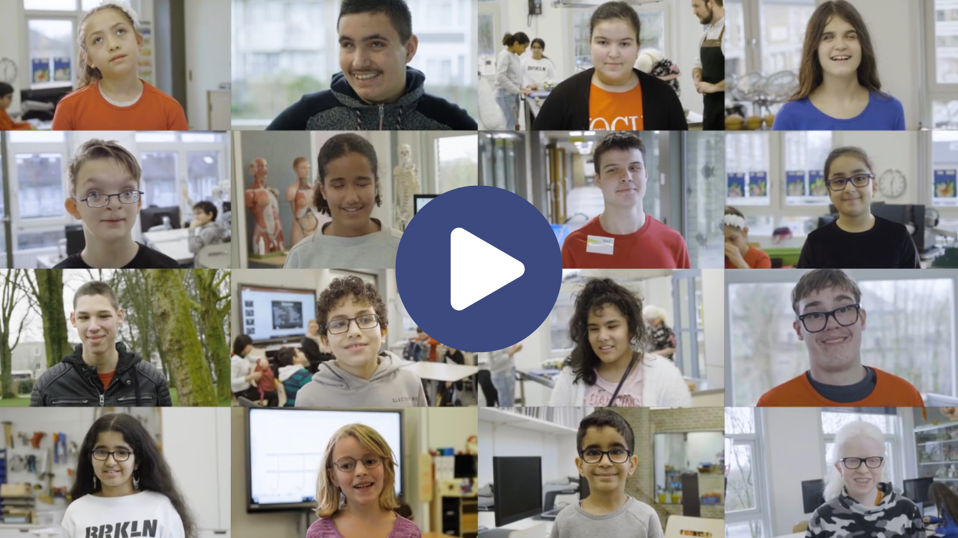Een collage van de diverse leerlingen van de Visio-school in Amsterdam. Een collage van de diverse leerlingen van de Visio-school in Amsterdam.