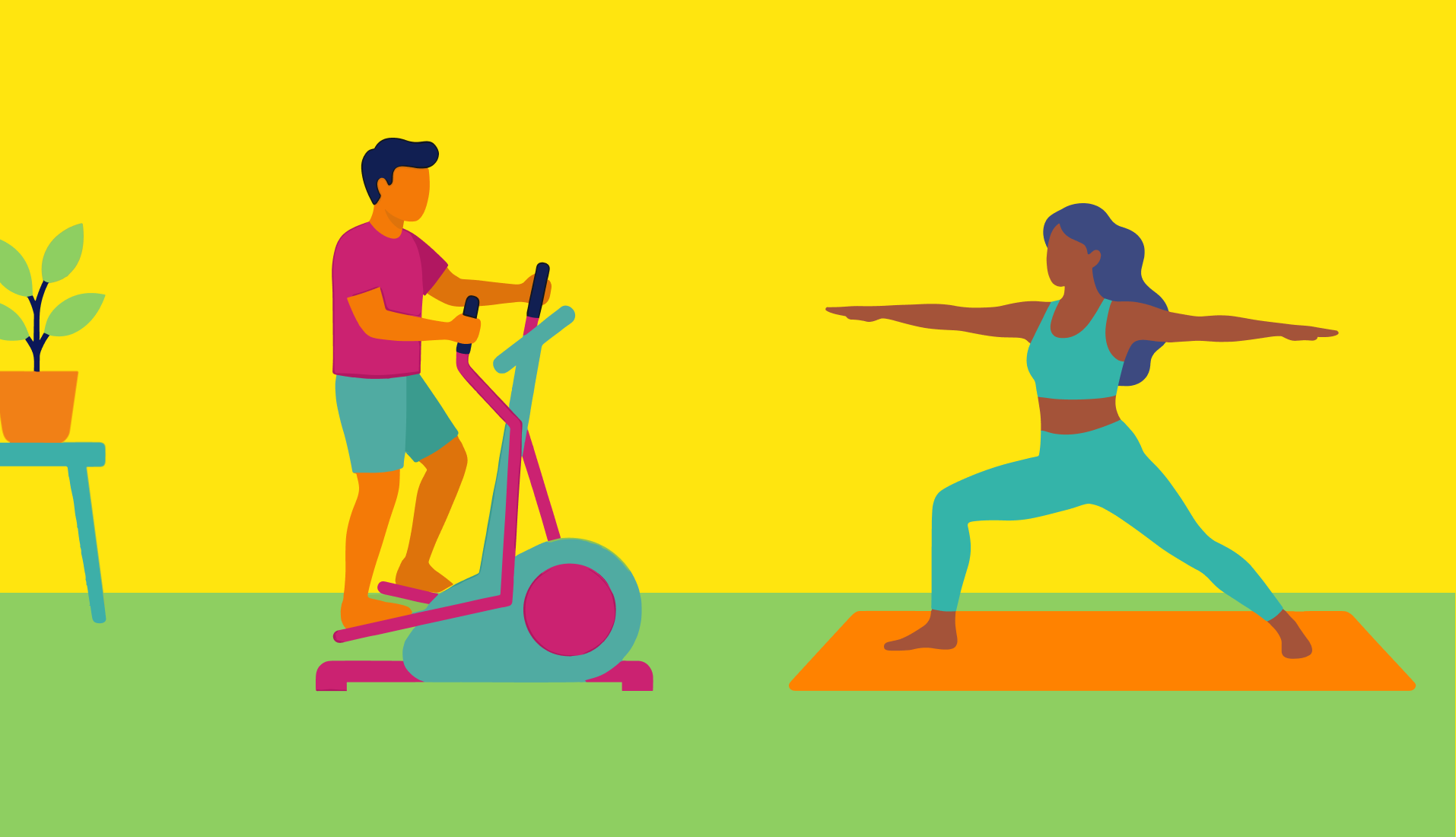 Illustratie thema april: bewegen en sport Illustratie thema april: bewegen en sport